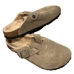 Birkenstock Tan Suede shearling Boston, size 38